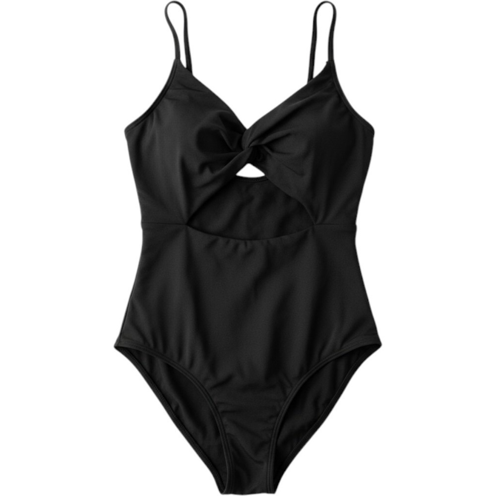 Aerie Swimsuit Womens XS Black One Piece Cutout Spaghetti Strap Lined Stretch